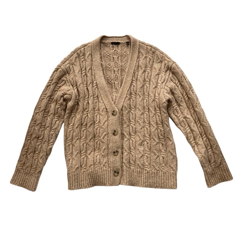 ATM Wool Fisherman Cable-Knit Cardigan Size Large Button Down Classic Old Money